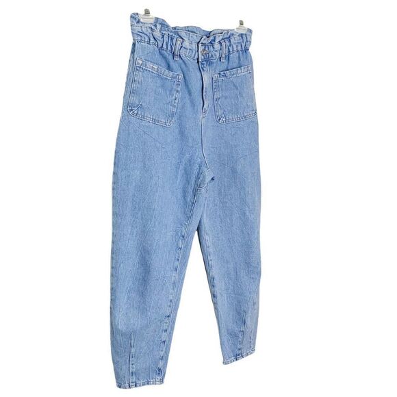 ZARA Z1975 BAGGY PAPERBAG JEANS Light Wash High Waist 27" Size 4 - Picture 2 of 12